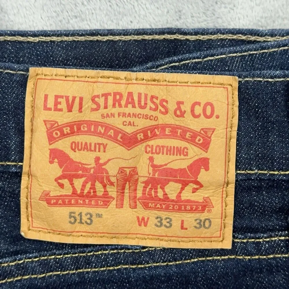 Levi's 513 Jeans Mens Size 33x30 Blue Slim Straight 5 Pocket Denim Dark Wash